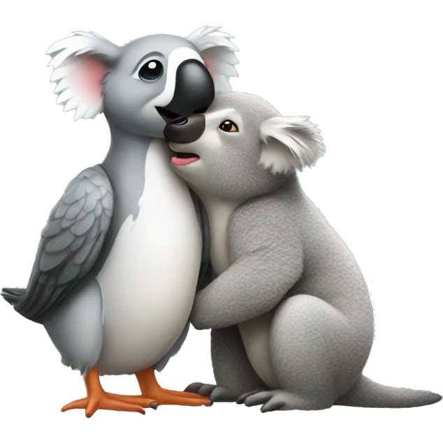 Goose kissing koala emoji