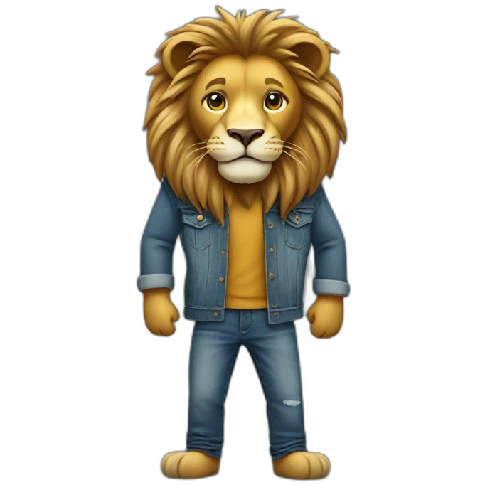 A lion wearing jeans emoji