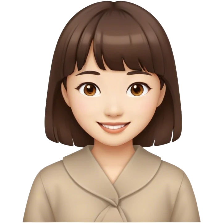 爱笑平刘海棕发女孩 emoji