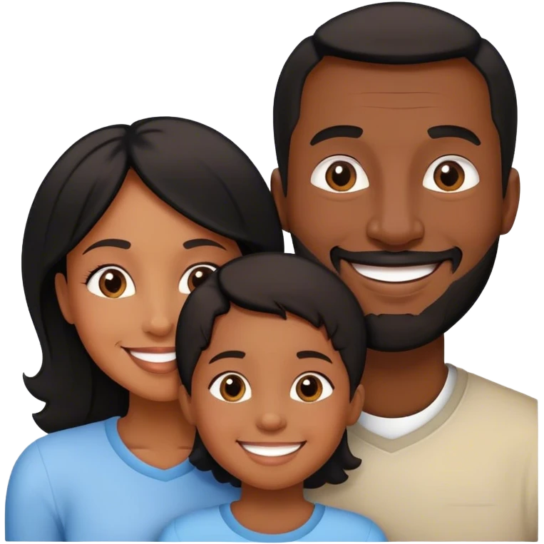 black family with mom, dad, daughter, and son emoji