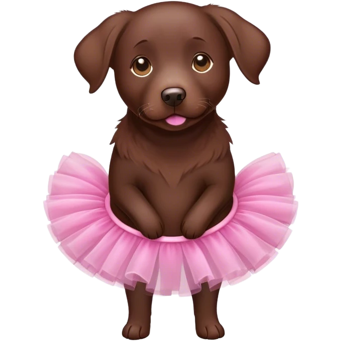 Chocolate lab wearing a tutu emoji
