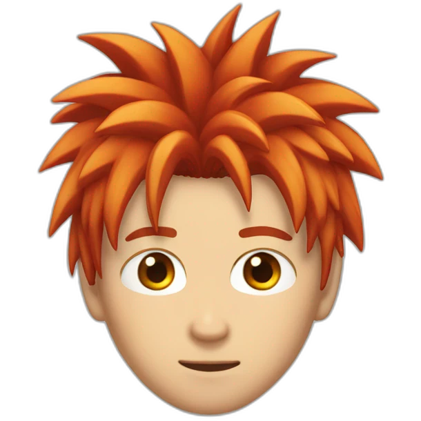 japanese-red-spiked-haired-guy, scar-in-his-eye emoji