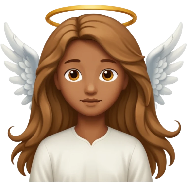angel with brown skin, long hair emoji