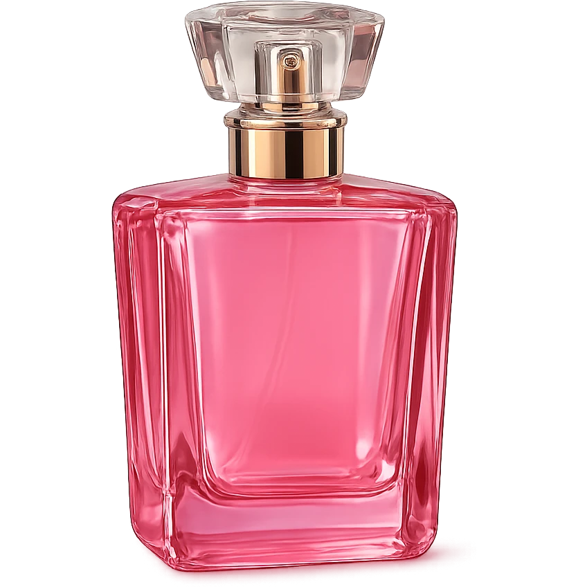 pink perfume bottle, chic and radiant emoji