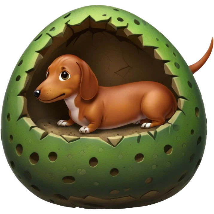 a dachshund in an dinosaur egg emoji