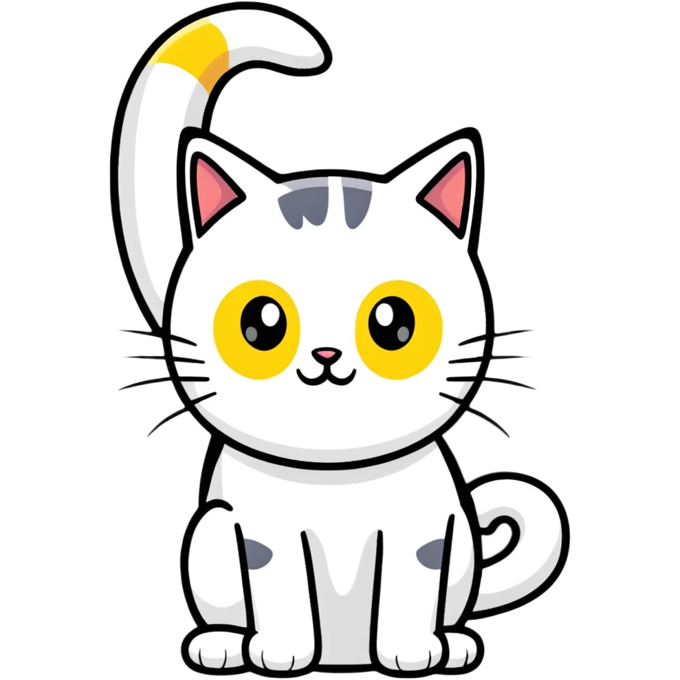 White cat with yellow eyes emoji