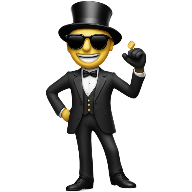 monopoly man celebrating in sunglasses, full body emoji