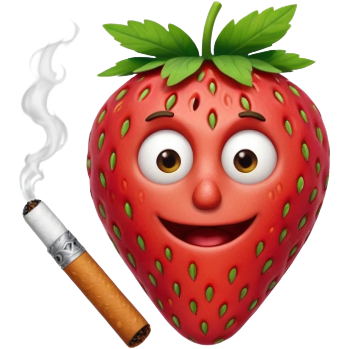 Barry The strawberry from Cloudy with a Chance of Meatballs 2 with a cigarette emoji