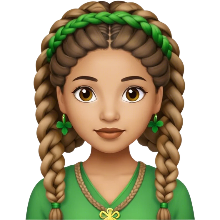 Latino woman with braids st Patricia’s day emoji