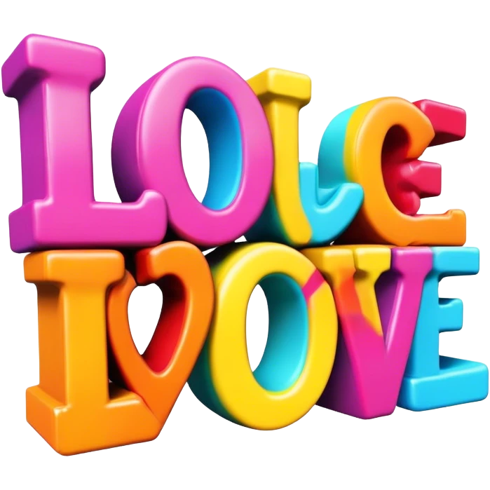 3D style, graffitied word Love emoji
