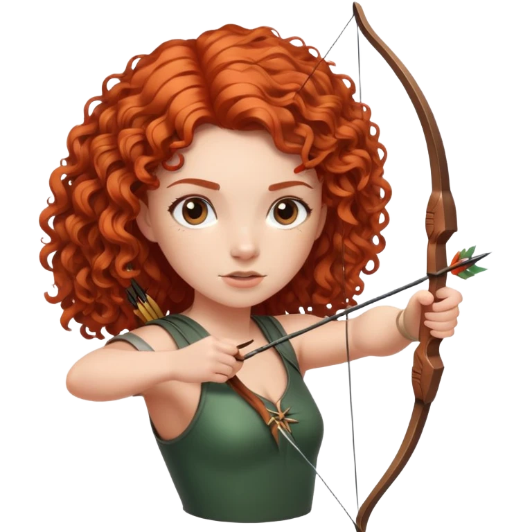 curly red haired girl using bow and arrow emoji