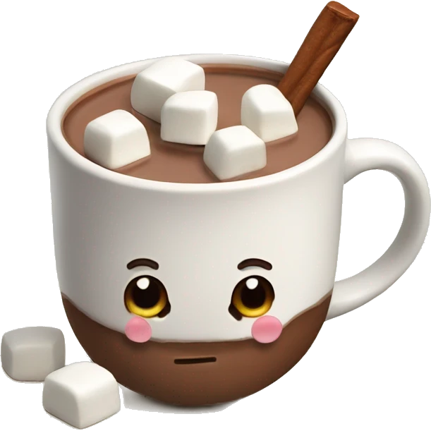 Hot chocolate in a Christmas mug with marshmallows in it emoji