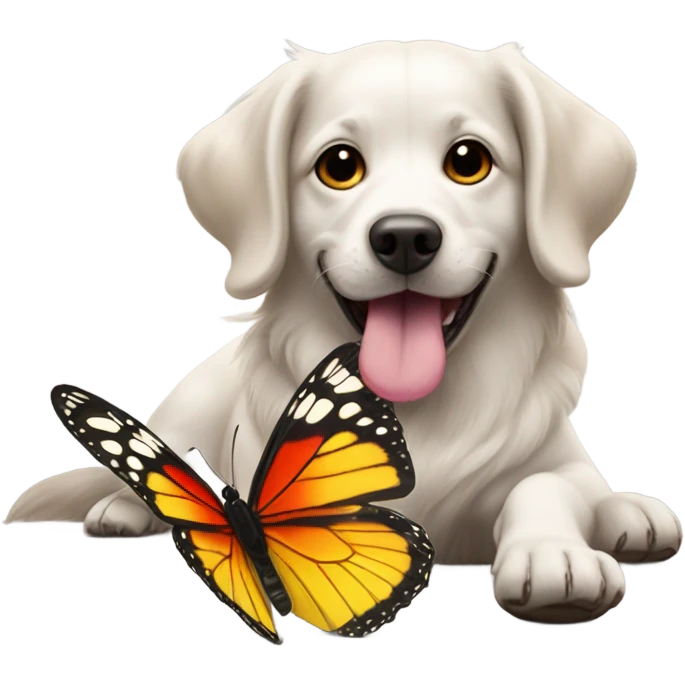 Dog and butterfly  emoji