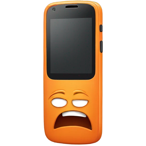 Orange smartphone upset emoji