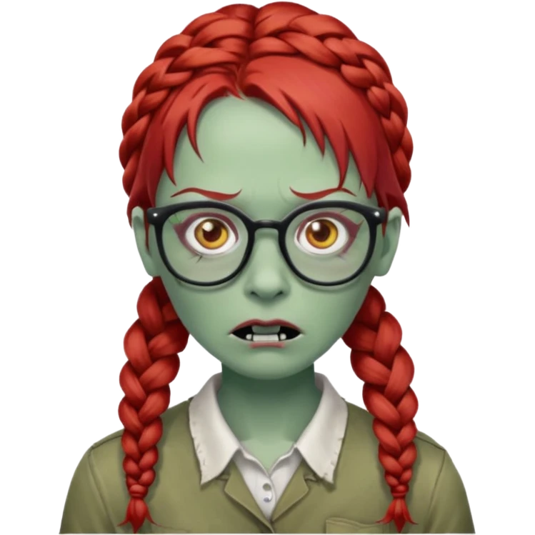 zombie with braided red hair and glassess emoji
