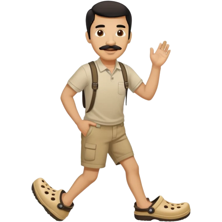 Man in crocs light brown with black hair and mustache  emoji