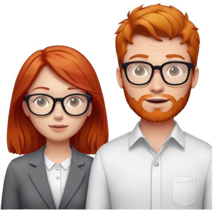 Ginger male standing next to red haired female with glssses  emoji