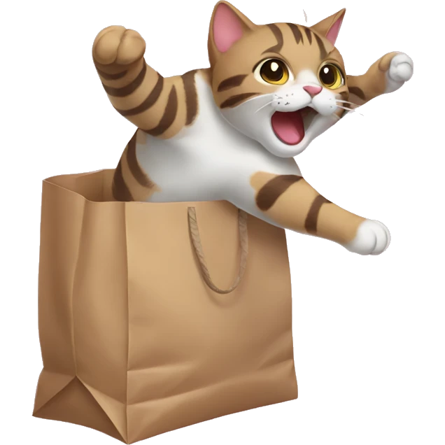 cat jumping out of bag emoji