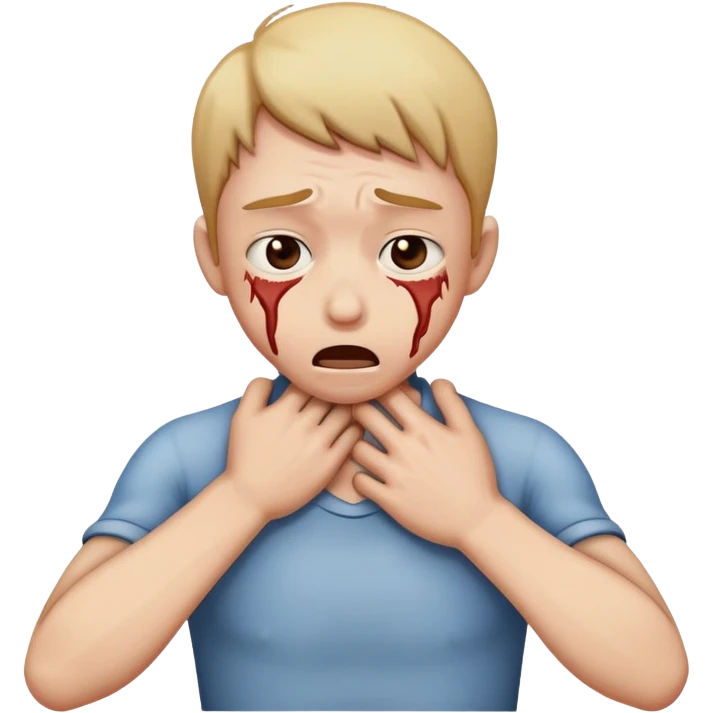 Someone chocking them selfs with their hand around neck emoji