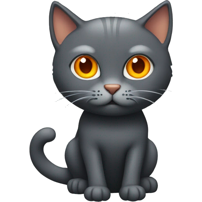 The cat is dark gray with orange eyes emoji