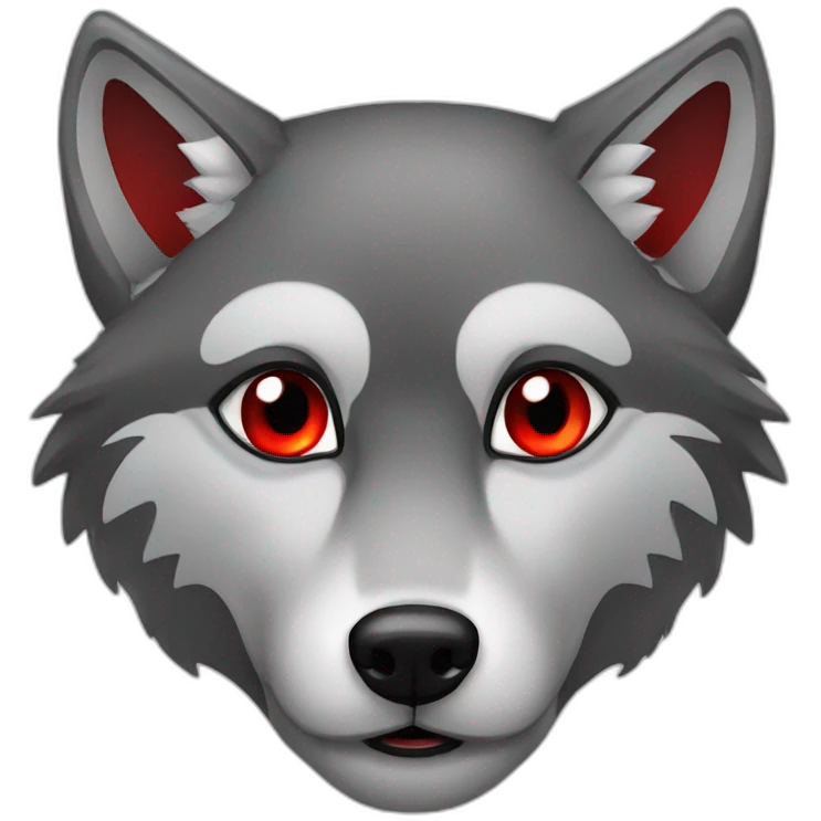 Grey wolf red eyes  emoji