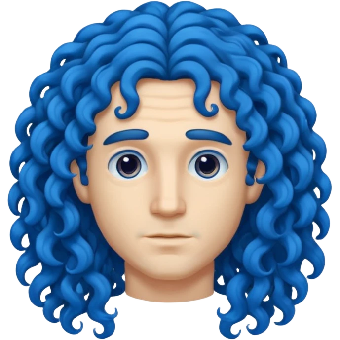 man with very blue curly long blue hair emoji