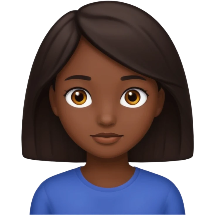 Girl with dark brown hair,dark brown eyes,dark skin emoji