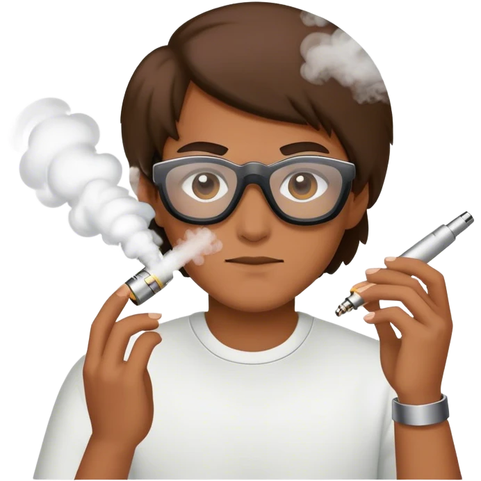 Wearing Apple Vision Pro while vaping emoji