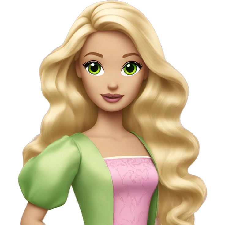 barbie princess green eyes long blond hair emoji