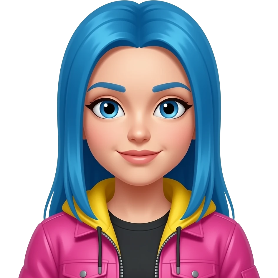 female blue hair Dj  with bright jacket emoji