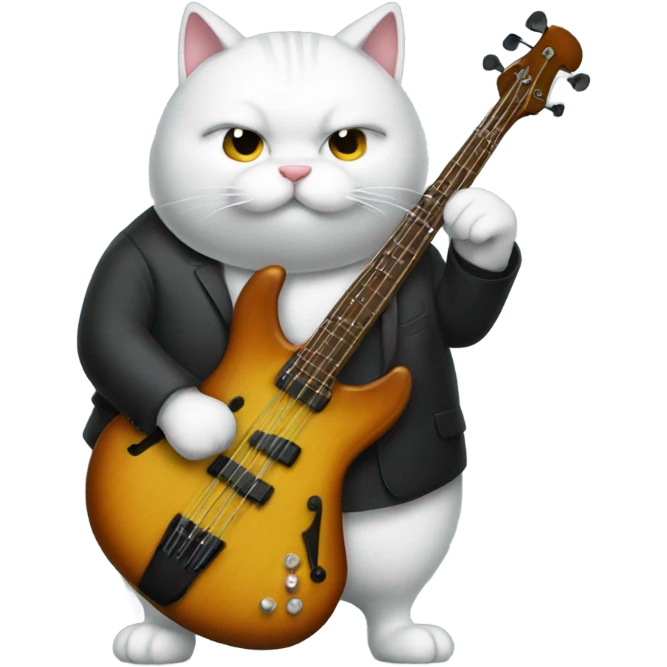 Obese cat playing stand up bass emoji