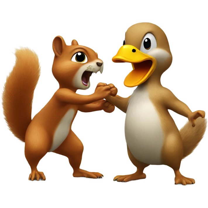 Squirrel fighting a duck emoji