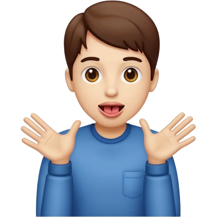 Hands on side with tongue out emoji