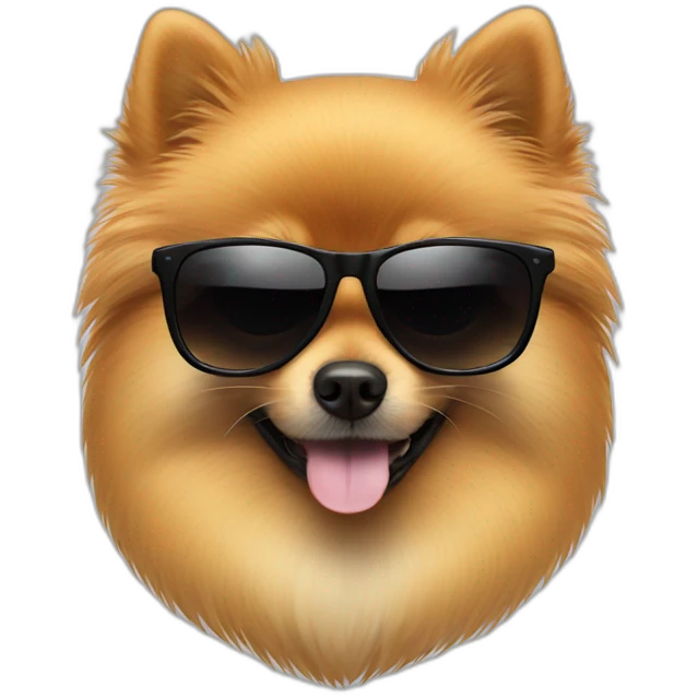 pomeranian with black sunglasses emoji
