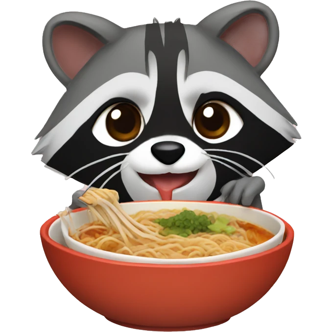 Raccoon eating ramen emoji