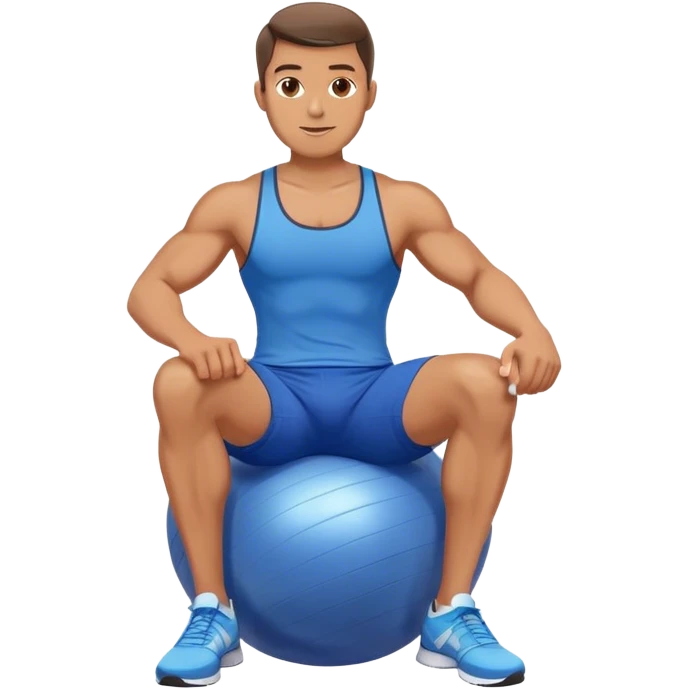 fit man with blue shorts stability ball exercises emoji