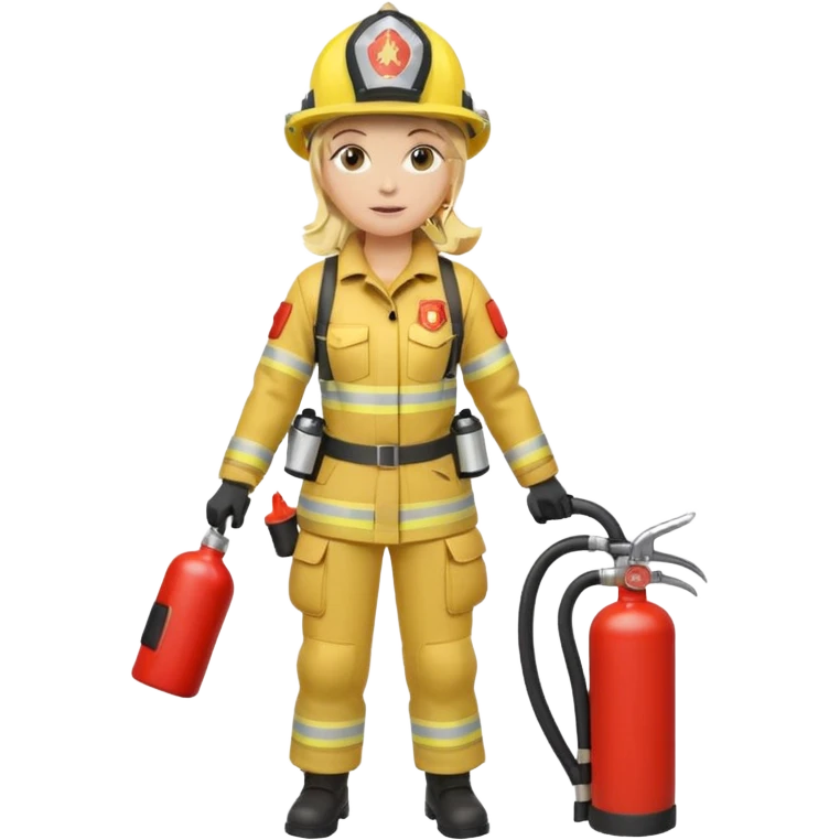Firefighter with respiratory protection, blonde female, with fire extinguisher emoji
