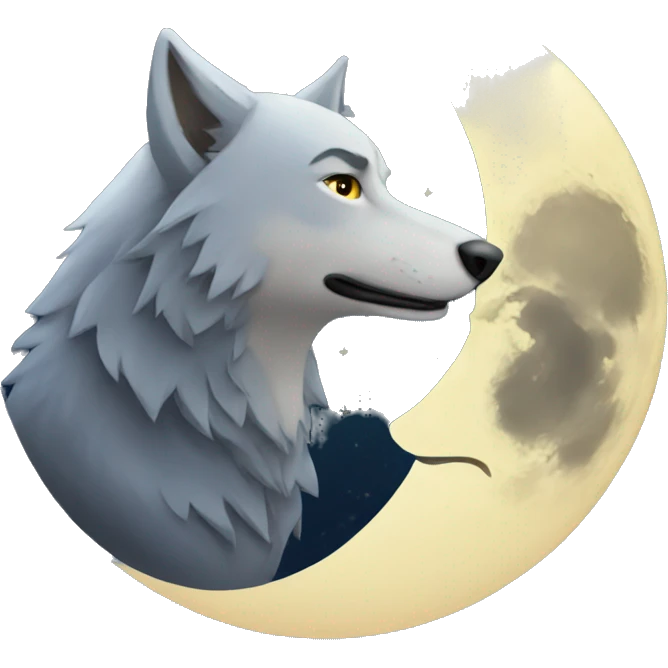 Moon with wolf  emoji