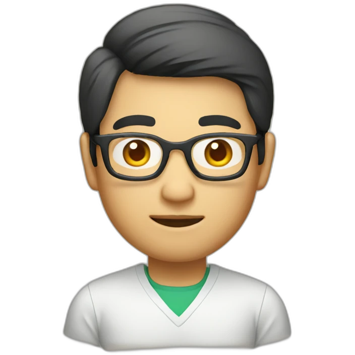 Apple style Asian developer with glasses emoji