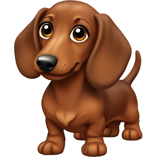 Brown dachshund with fluffy ears emoji