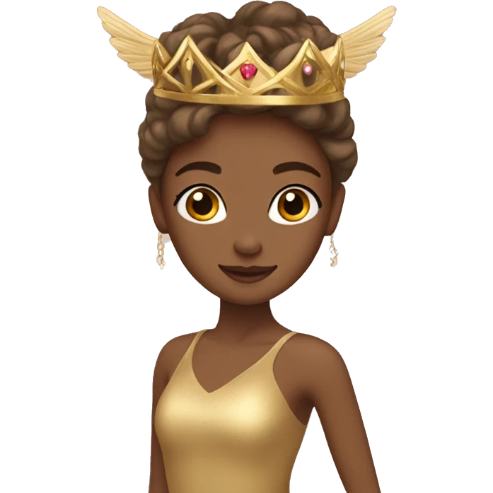  brown ballerina gold wings gold crown emoji