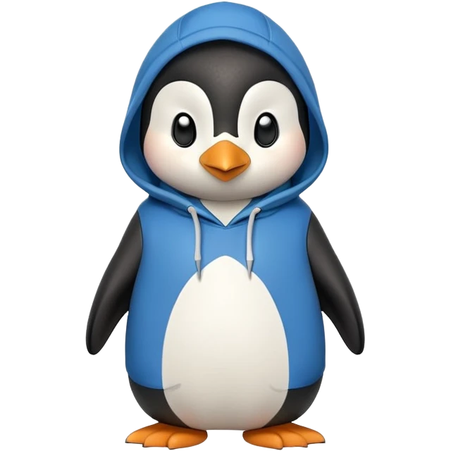 friendly anthropomorphised penguin in a hoodie and jeans relaxed pose with arms folded emoji