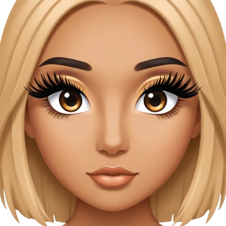 Girl sitting on a huge pair of fake lashes  emoji