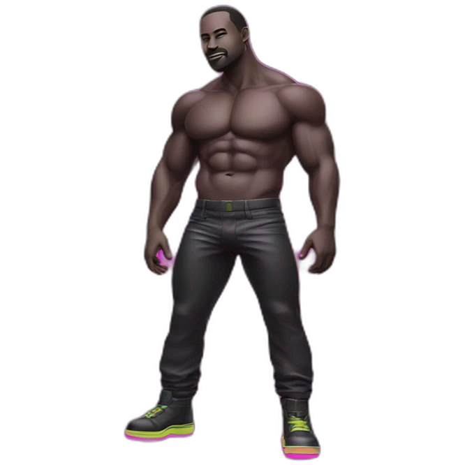 Juicy big booty neon sign style man emoji