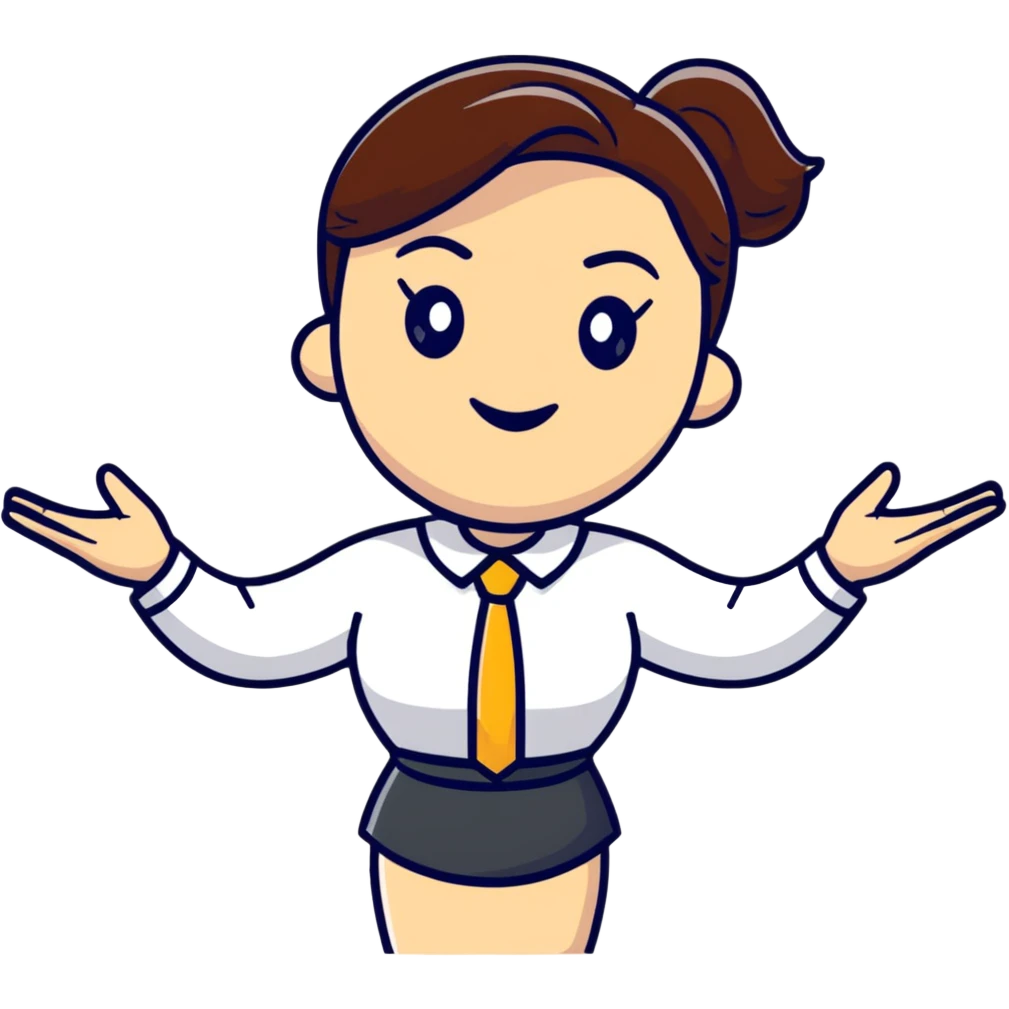 Female accountant spreading arms to the sides emoji