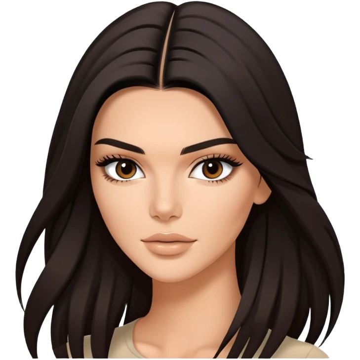 Kendall Jenner, fashion model, long dark hair emoji