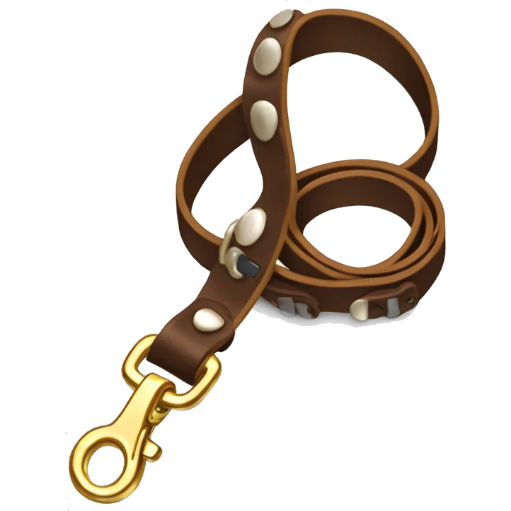Brown dog leash with golden snap  emoji