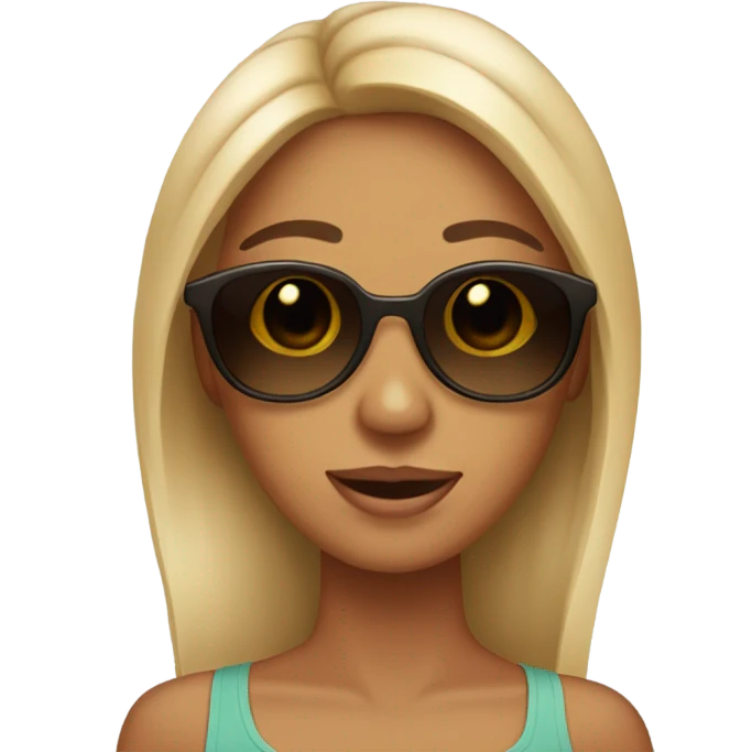 Plain emoji with tan skin sunglasses nails and freckles emoji