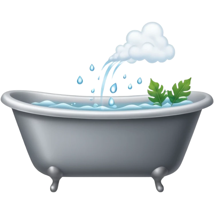 Bathtub with leaves for bubbles and smoke  emoji