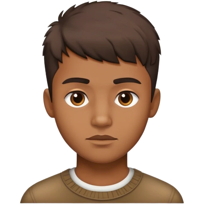 Brown boy with textured fringe hair cut and sharp jawline emoji